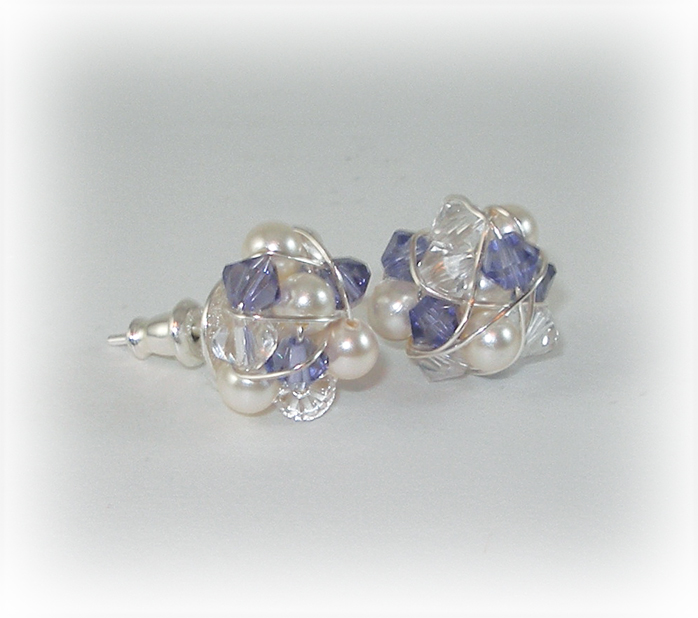 Custom Color Stud Bridesmaid Earrings Bridal Party Crystal Bridesmaids Pearls